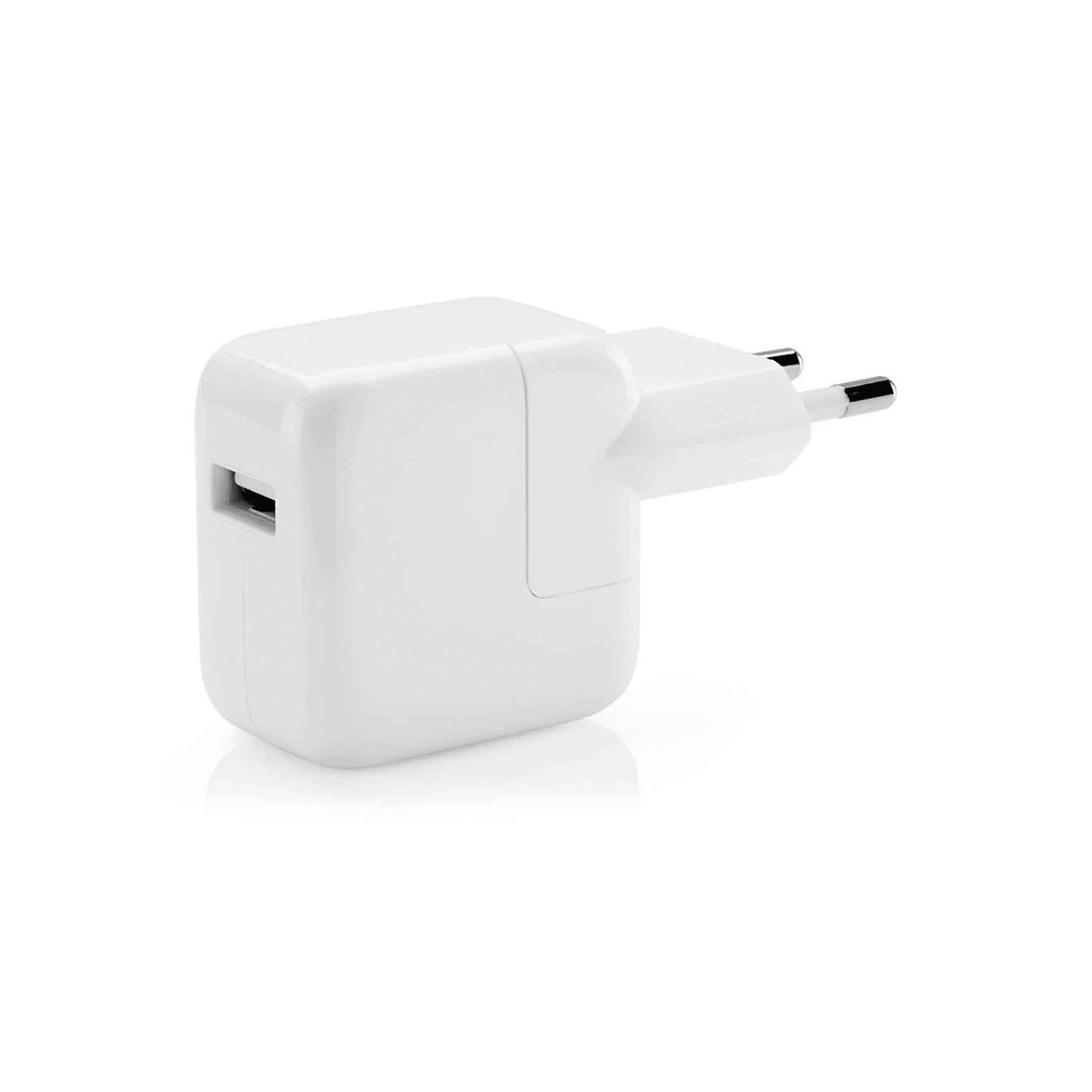 Hvid 12W USB vægoplader med EU-stik til Apple enheder, enkel og kompakt design