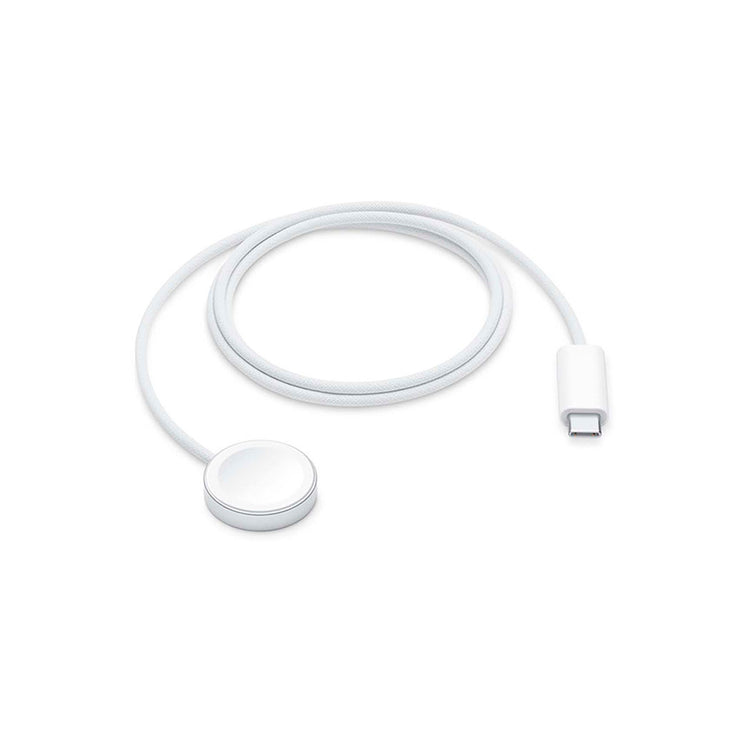 Apple Watch original magnetisk oplader med USB-C stik, hvid kabel til opladning.
