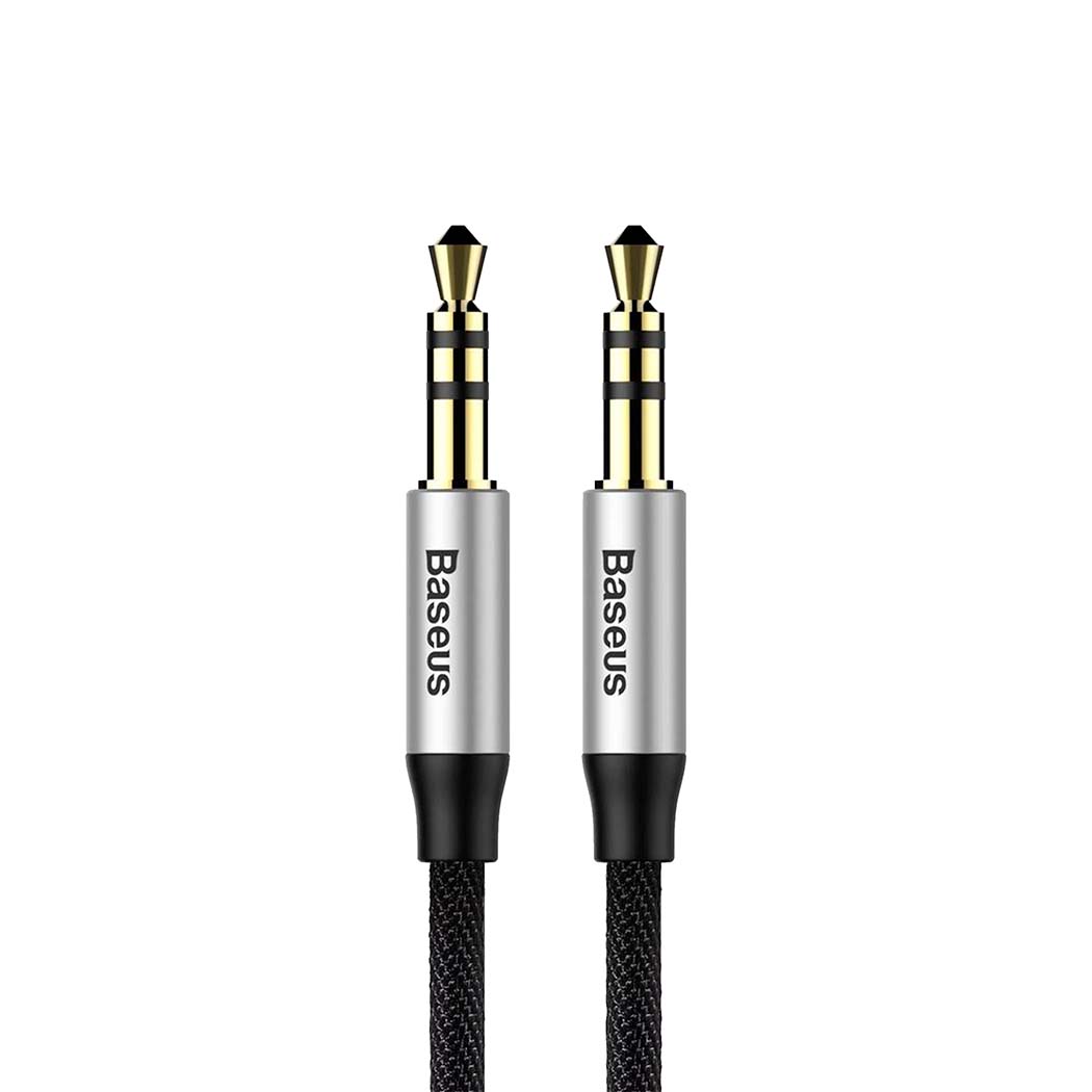 Baseus 3,5 mm jack til jack lydkabel med guldbelagte stik og sort flettet kabel
