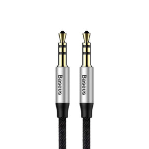 Baseus 3,5 mm jack til jack lydkabel med guldbelagte stik og sort flettet kabel