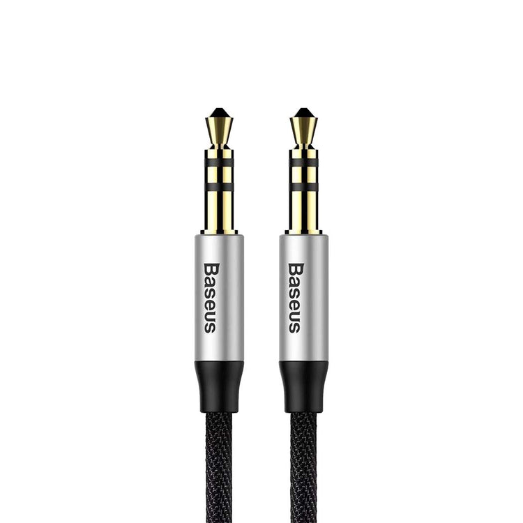 Baseus 3,5 mm jack til jack lydkabel med guldbelagte stik og sort flettet kabel