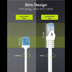 Patchkabel CAT 6A 0,5m Hvid RJ45 – Kort Hoved