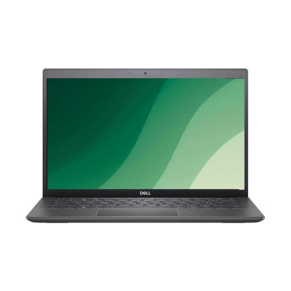 Dell Latitude 3301 bærbar computer, slankt design, sort tastatur, grøn skærm, frontal view