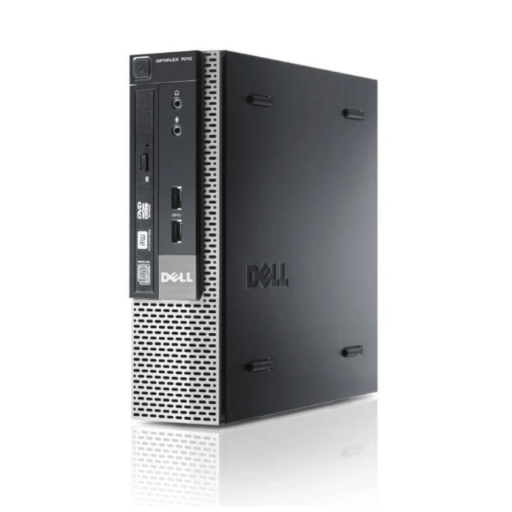 Dell Optiplex 7010 kompakt computer i sort farve set fra siden