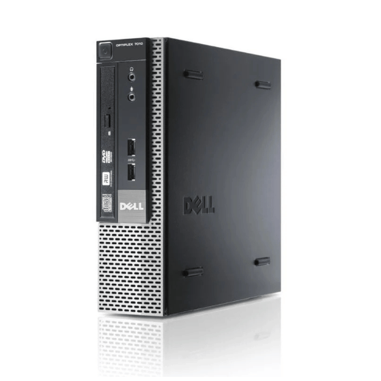 Dell Optiplex 7010 kompakt computer i sort farve set fra siden