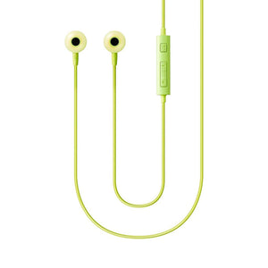 Grønne in-ear høretelefoner med kabel og fjernbetjening, til smartphone og musik.