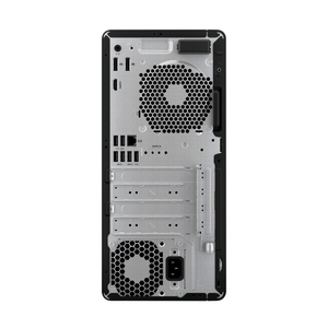 Bagsiden af en HP Z1 G9 Workstation med forskellige porte og ventilationshuller