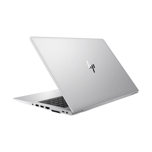Sølvfarvet HP EliteBook 850 G6 bærbar computer vist fra siden i halvåben position.
