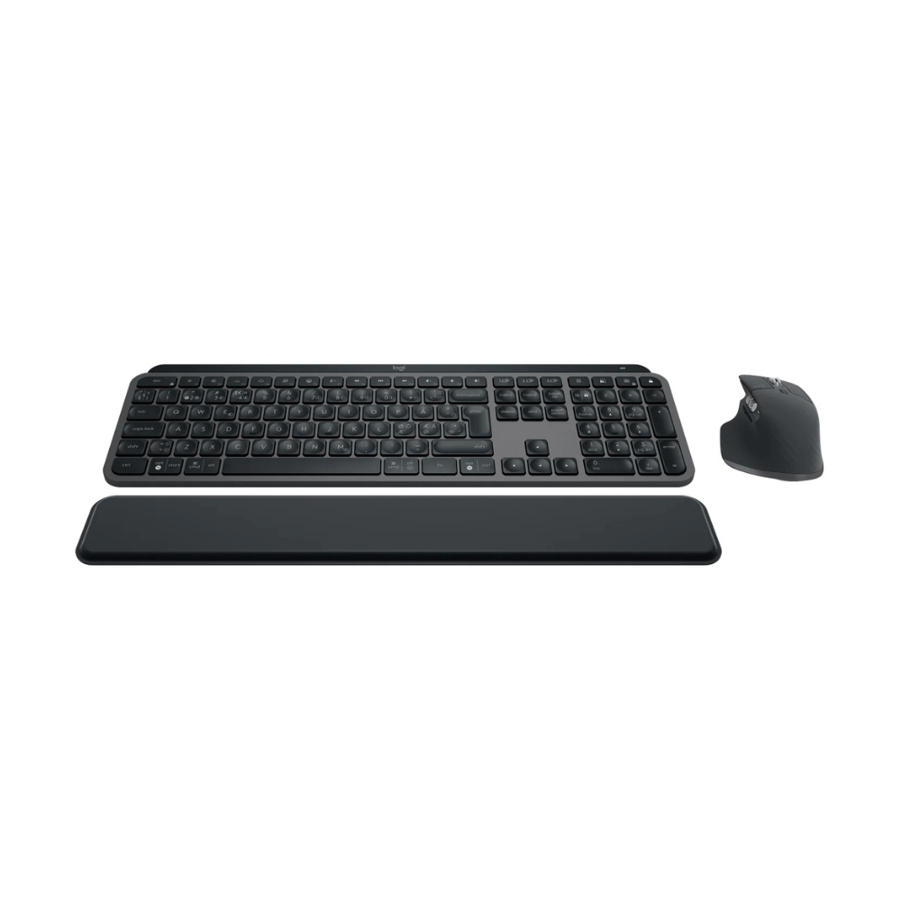 Logitech MX Keys S Combo med trådløst tastatur, mus og håndledsstøtte i mørkegrå