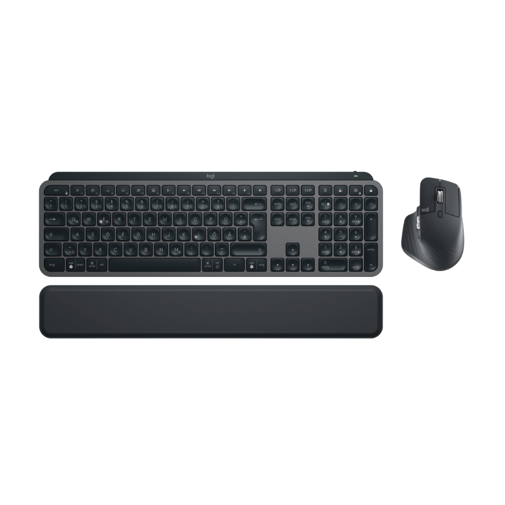 Logitech MX Keys S Combo trådløst tastatur med håndledsstøtte og mus i mørkegrå