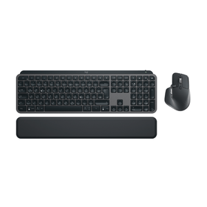 Logitech MX Keys S Combo trådløst tastatur med håndledsstøtte og mus i mørkegrå