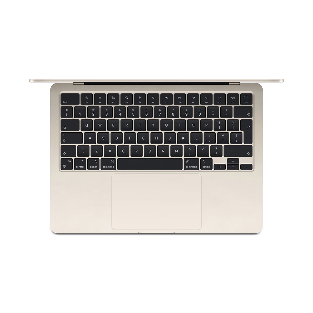 MacBook Air M2 stjerneskær bærbar computer set oppefra med tastatur og touchpad