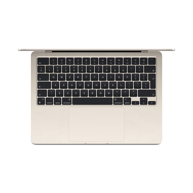 MacBook Air M2 stjerneskær bærbar computer set oppefra med tastatur og touchpad