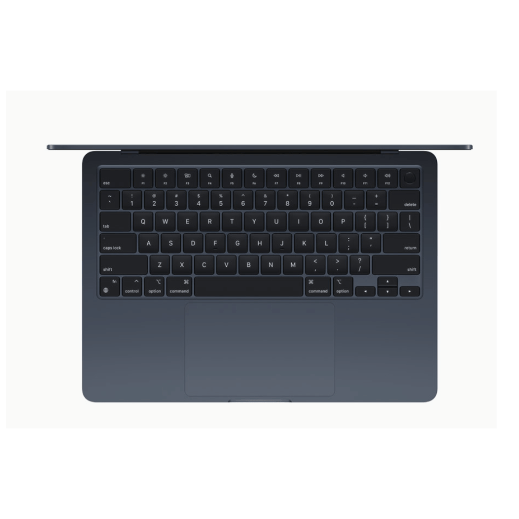 Tastatur og trackpad på en mørkeblå Apple MacBook Air 15" 2023 med M2-chip