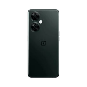 Bagsiden af en mørkegrøn OnePlus Nord CE 3 Lite smartphone med dobbelt kamera.
