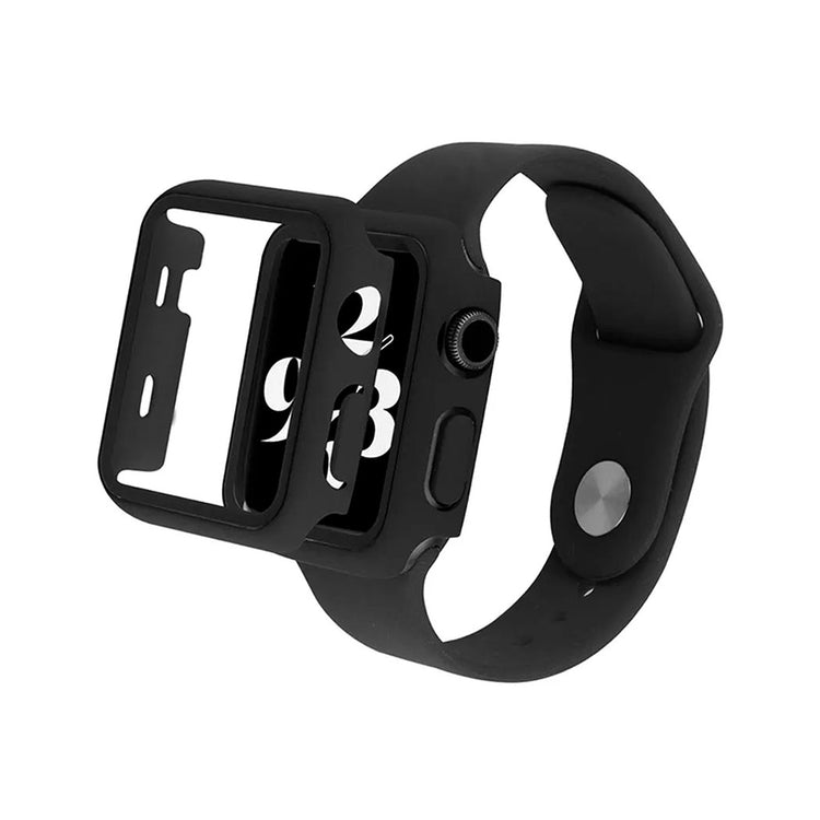 Sort silikone urrem og cover til smartwatch, kompatibel med Apple Watch 42mm