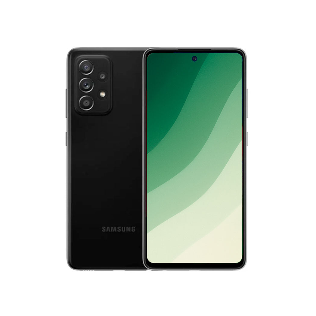 Sort Samsung Galaxy A52s smartphone med fire bagkameraer og fuldskærmsdisplay