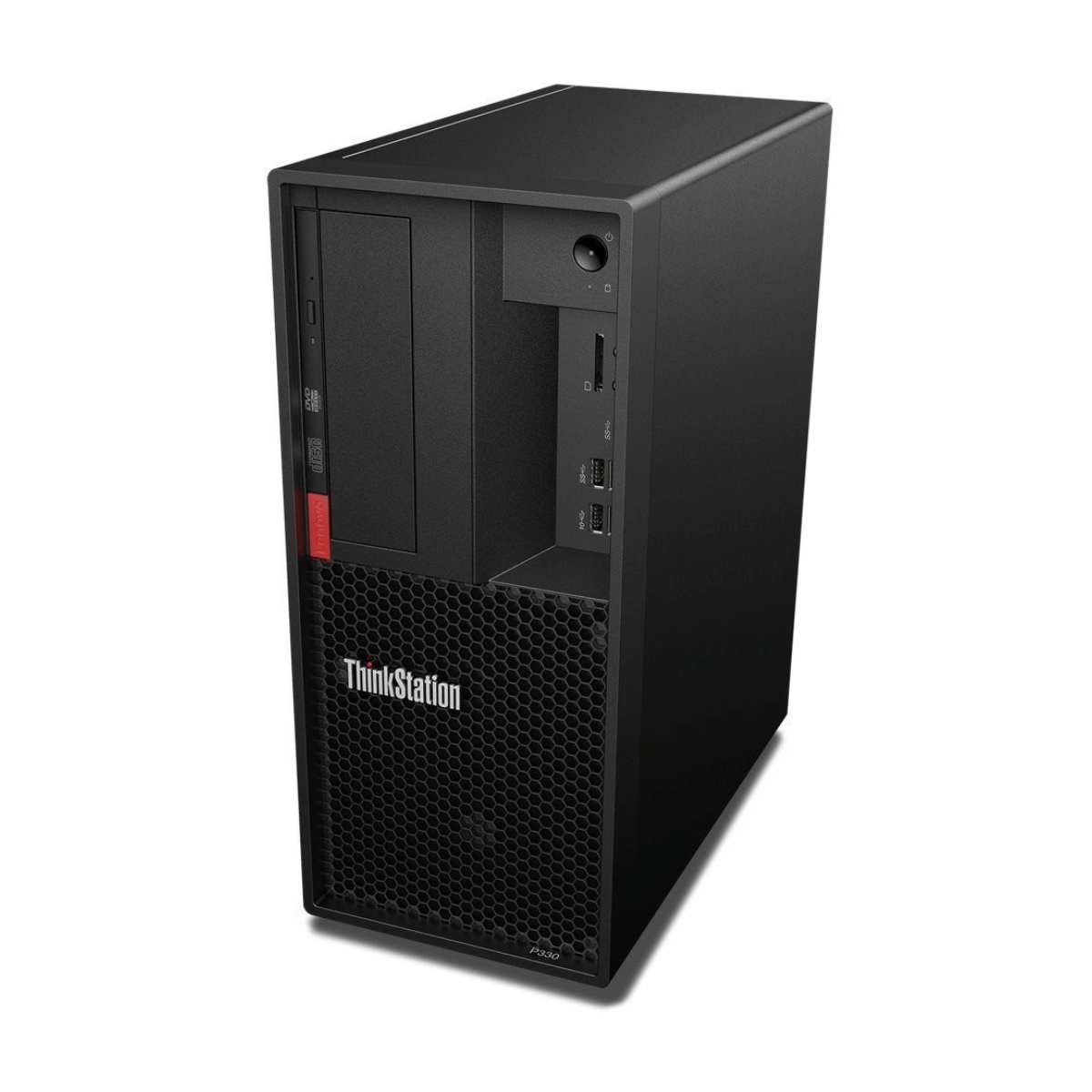 Sort Lenovo ThinkStation P330 Tower workstation computer set forfra