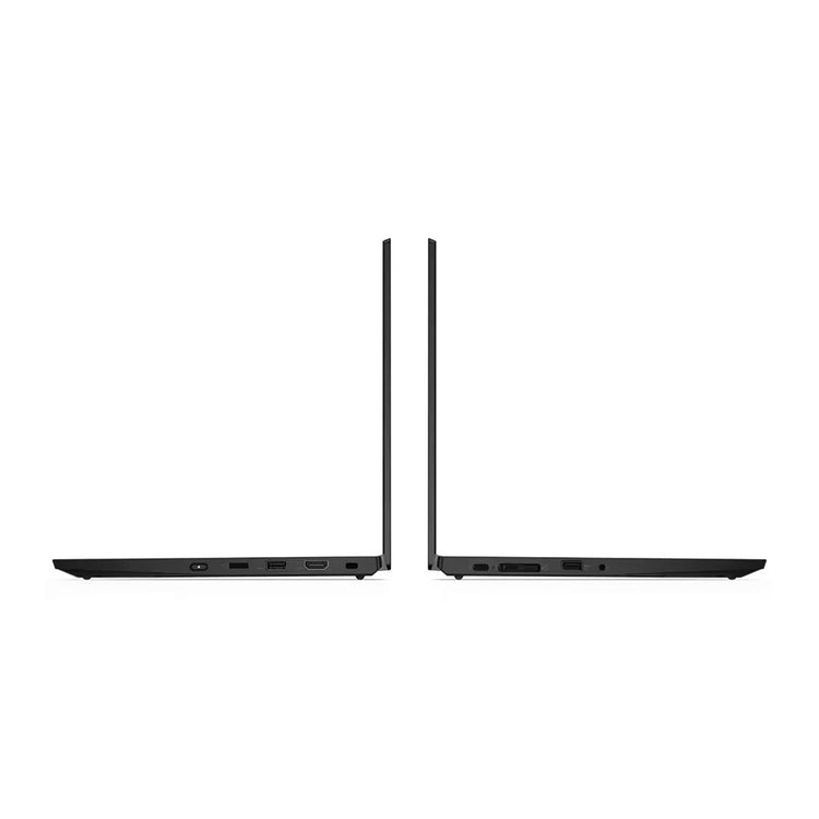 ThinkPad L13 laptop set fra siden, viser USB og HDMI porte, tyndt sort design.
