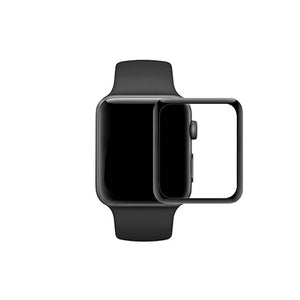 Apple Watch med sort skærmbeskyttelse, vises på hvid baggrund