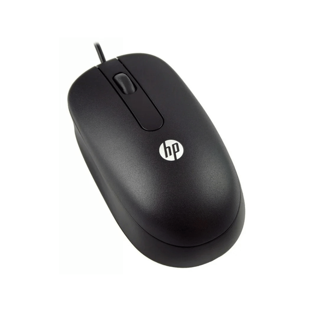 Sort HP USB optisk kablet mus med ergonomisk design og scrollhjul