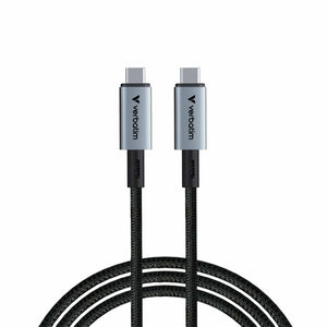 Flettet USB-C til USB-C kabel fra Verbatim, sort, til opladning og dataoverførsel